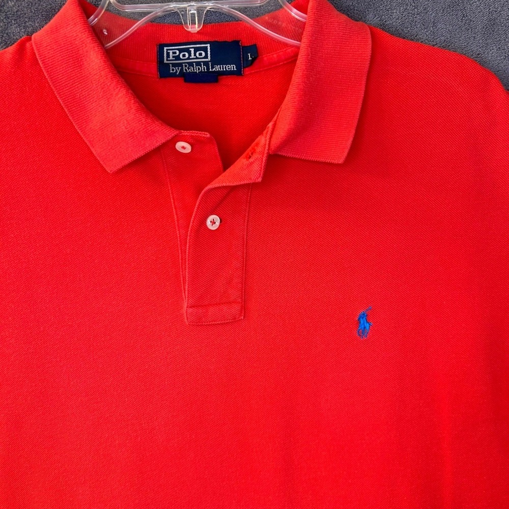Polo Ralph Lauren Men's Large Red Pique Classic‎ Fit Short Sleeve Polo Shirt